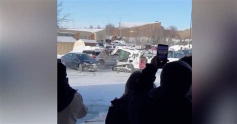 skid steer vs cop car|Video shows man ramming skid loader into police cruiser in .